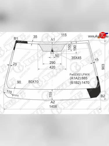 Стекло лобовое Pontiac Vibe 02-08  Toyota Matrix 02-07  Voltz 02-04 XYG FW02302 LFW/X