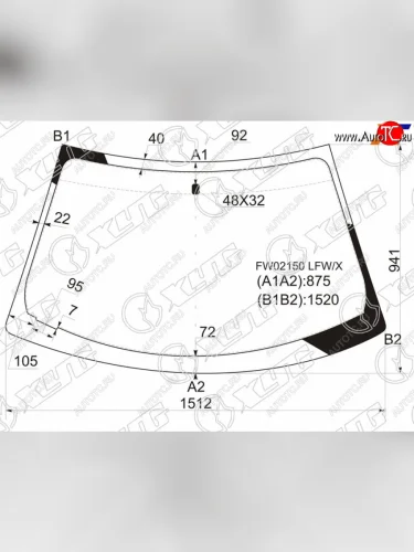 Стекло лобовое Mitsubishi Eclipse 99-06 XYG FW02150 LFW/X
