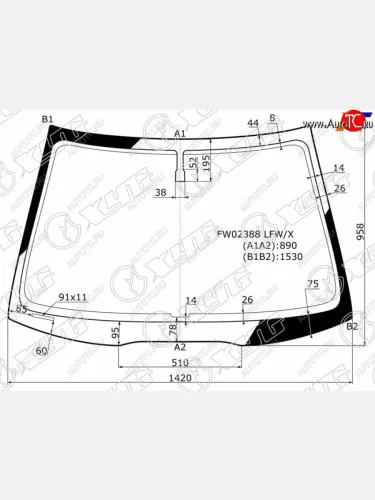 Стекло лобовое Honda Accord 02-08  Acura TSX 03-08 XYG FW02388 LFW/X
