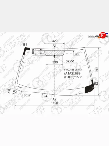 Стекло лобовое Toyota Solara 03-09 XYG FW02438 LFW/X