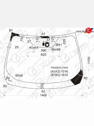 Стекло лобовое (датчик дождя) XYG (зеленое) Nissan Murano 2 Z51 рестайлинг (2010-2016)