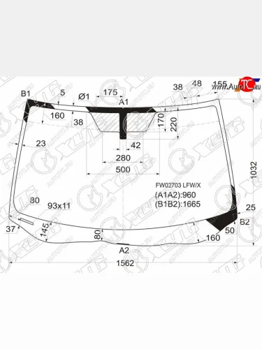 Стекло лобовое ACURA MDX 06-13 XYG FW02703 LFW/X