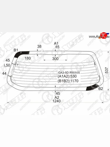 Стекло заднее (Цвет зеленый Обогрев) Honda Logo 96-01 XYG GA3-5D RW/H/X