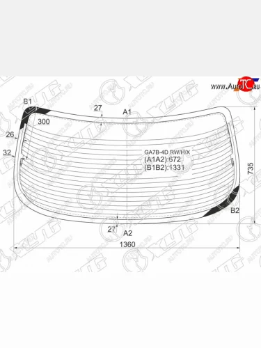 Стекло заднее (Цвет зеленый Обогрев 4D SED) Mazda 626 92-97  Cronos 91-95  Efini MS-6 91-94 XYG GA7B-4D RW/H/X