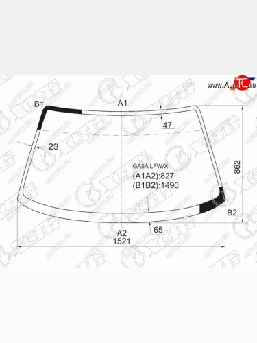 Стекло лобовое Mazda 626 92-97  Cronos 91-95  Efini MS-6 91-94 XYG GA8A LFW/X