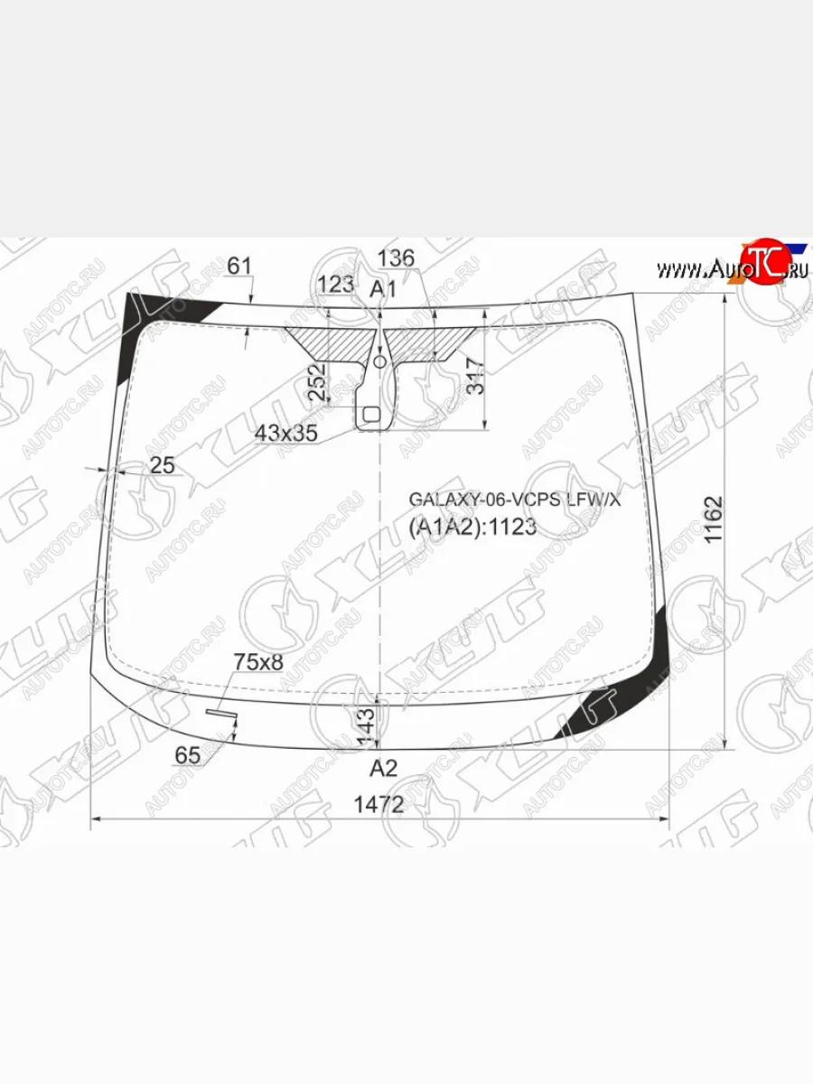 Стекло лобовое (датчик дождя) XYG Ford Galaxy 2 дорестайлинг (2006-2010) (зеленое)  в Керчи Республика Крым