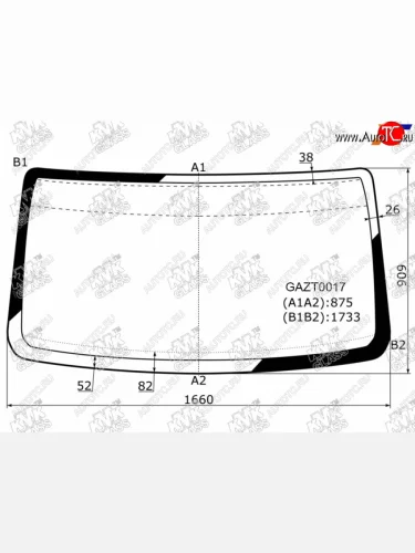 Стекло лобовое ГАЗ Баргузин 96-  Валдай 96-  Газель 96-  Соболь 96-                               KMK GAZT0017