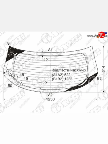 Стекло заднее (Цвет зеленый Обогрев) Geely Emgrand EC7 09-17 XYG GEELY-EC718-HBK RW/H/X