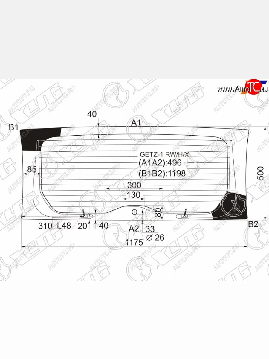 Стекло заднее (Цвет зеленый Обогрев) Hyundai Getz 02-11  Click 02-11 XYG GETZ-1 RW/H/X  в Воронеже Воронежской области
