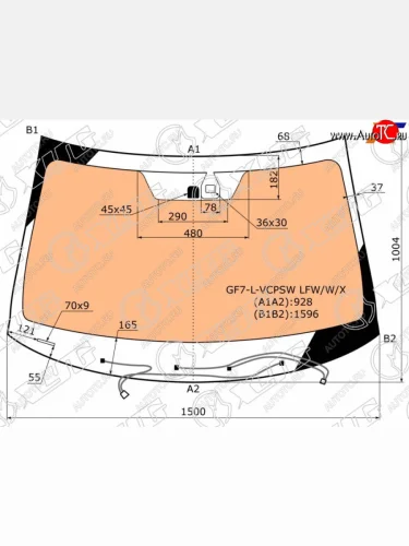 Стекло лобовое (обогрев полный, датчик дождя) XYG (зеленое) Mitsubishi Outlander GF дорестайлинг (2012-2014)