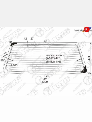 Стекло заднее (Цвет зеленый Обогрев) Volkswagen Golf 91-99 XYG GOLF-92 RW/H/X