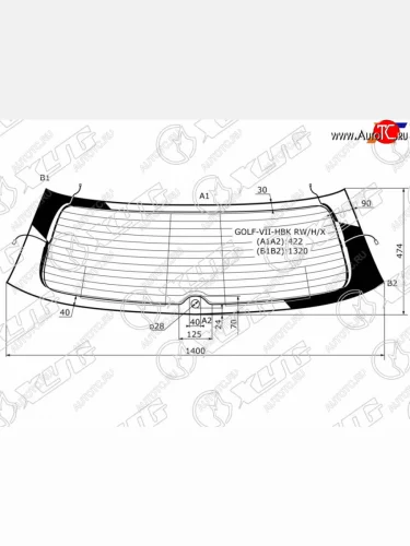 Стекло заднее (Цвет зеленый Обогрев Антенна) Volkswagen Golf 12-19 XYG GOLF-VII-HBK RW/H/X