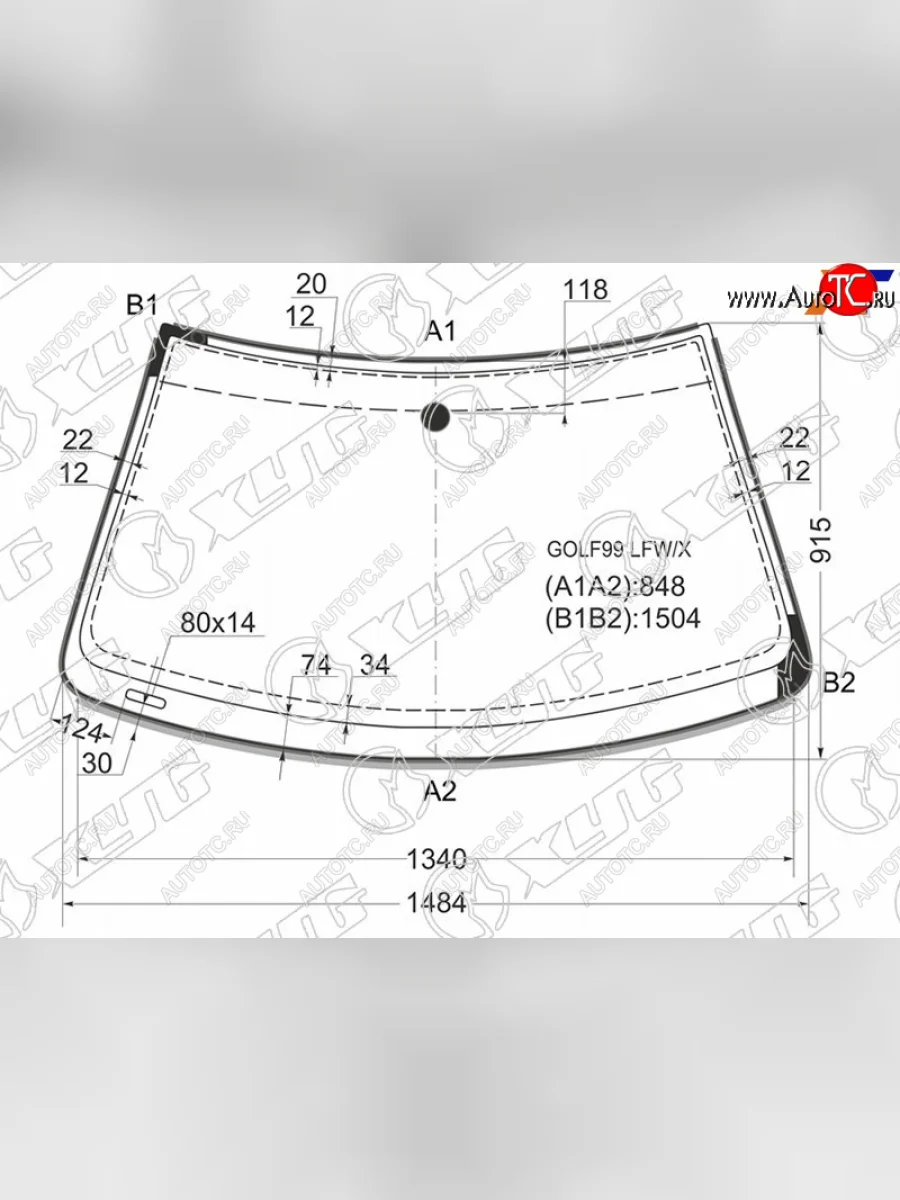 Стекло лобовое (молдинг) XYG  Volkswagen  Bora, Golf  4 Mk4, Jetta  A4 (зеленое)  в Керчи Республика Крым
