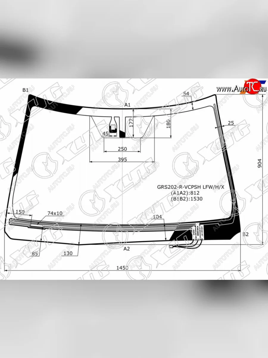 Стекло лобовое (обогрев щеток, датчик дождя) (UAE, USA) XYG  Toyota Crown (2008-2012) S200 (зеленое)  в Керчи Республика Крым