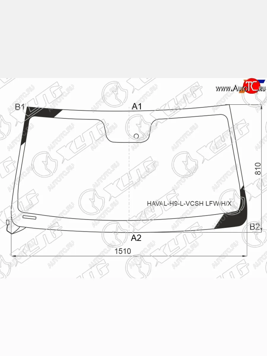 Стекло лобовое (обогрев щеток, датчик дождя) XYG Haval H9 дорестайлинг (2015-2017) (зеленое)  в Керчи Республика Крым
