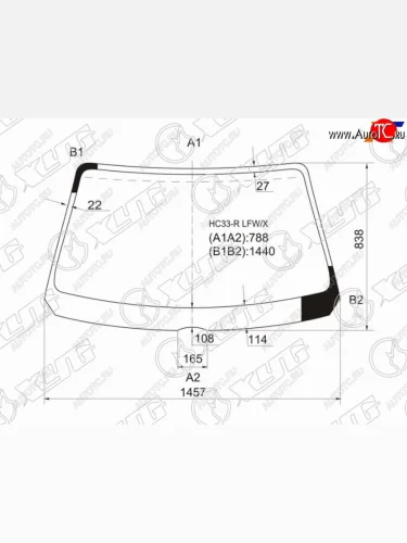 Стекло лобовое Nissan Laurel 88-92  Leopard 92-96 XYG HC33-R LFW/X