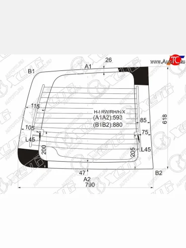 Стекло заднее (Цвет зеленый Обогрев) Hyundai H1 97-07  Starex 97-07 XYG H-I RW/RH/H/X