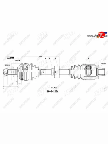 Привод в сборе FR LH HONDA CR-V RD1 96-99(без подвесного подшипника) SAT HO-5-120A