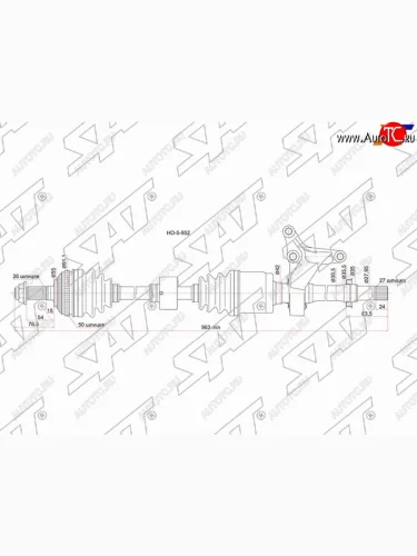 Привод в сборе FR LH HONDA CR-V RD1 96-99 SAT HO-5-952