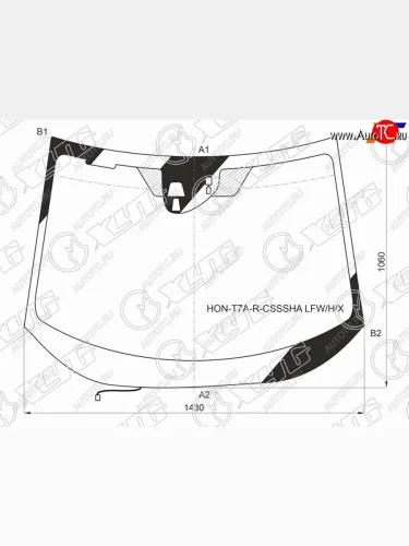 Стекло лобовое (обогрев щеток, антенна, датчик дождя, две камеры, молдинг) XYG (зеленое) Honda Vezel RU3, RU4, RU1, RU2 дорестайлинг (2013-2018)