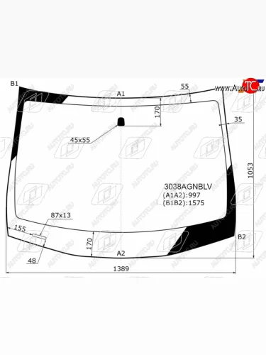 Стекло лобовое FUYAO (зеленое) Chevrolet Cobalt седан дорестайлинг (2011-2016)