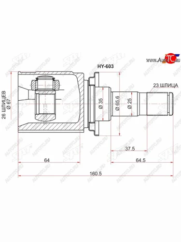 Шрус внутренний RR MITSUBISHI OUTLANDER CW# 06-12.ASX GA# 10-16.LANCER CY 07-PEUGEOT 4007 07-12     SAT HY-603