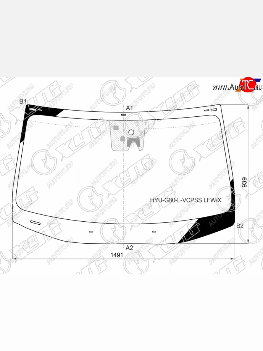 Стекло лобовое (камера, датчик дождя) XYG  GENESIS G80 (2017-2020) DH (зеленое)  в Воронеже Воронежской области