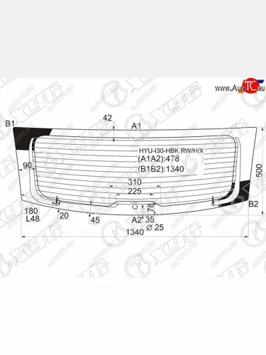 Стекло заднее (Цвет зеленый Обогрев) Hyundai i30 07-12 XYG HYU-I30-HBK RW/H/X