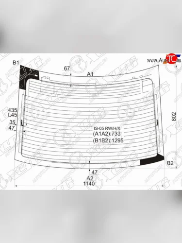 Стекло заднее (Цвет зеленый Обогрев Антенна 4D SED) Lexus IS 05-16  IS F 07-14 XYG IS-05 RW/H/X