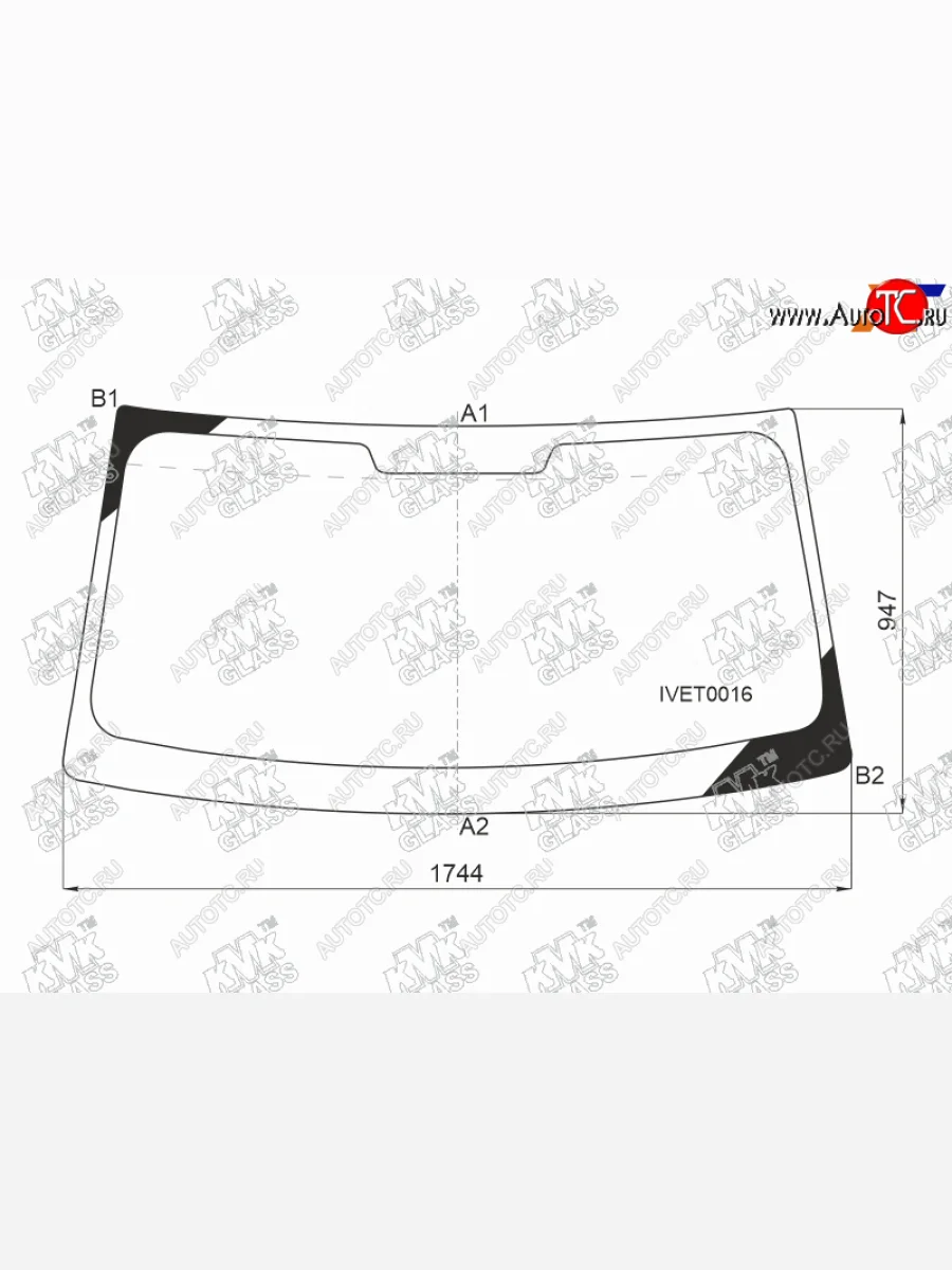 Стекло лобовое KMK Iveco Daily фургон (2014-2019) (зеленое)  в Перми Пермском крае
