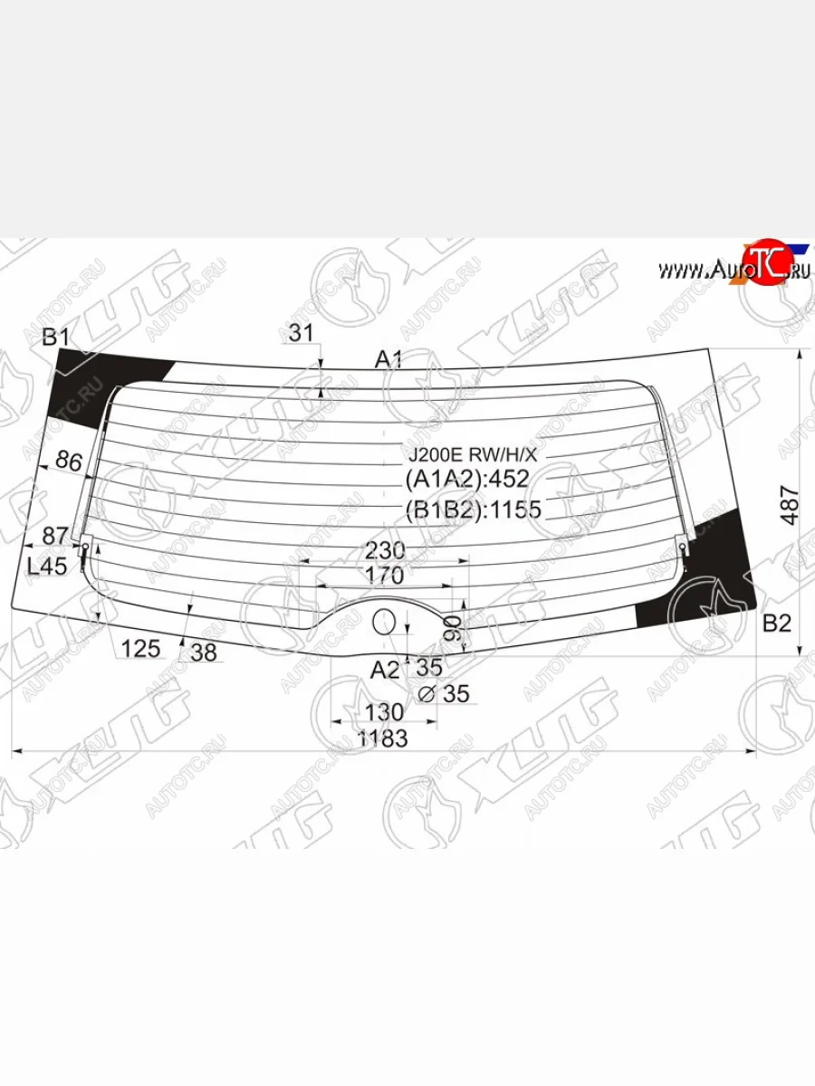 Стекло заднее (Цвет зеленый Обогрев) Daihatsu Be-Go 06-16  Terios 06-  Toyota Rush 06-16 XYG J200E RW/H/X  в Керчи Республика Крым