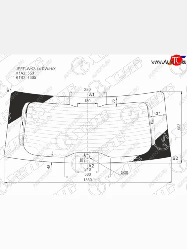 Стекло заднее (Цвет зеленый Обогрев) Jeep Grand Cherokee 13-22 XYG JEEP-WK2-14 RW/H/X