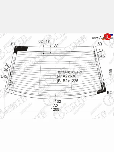 Стекло заднее (Цвет зеленый Обогрев Антенна) Volkswagen Jetta 91-98  Vento 92-95 XYG JETTA-92 RW/H/X