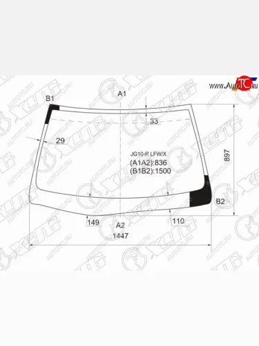 Стекло лобовое TOYOTA BREVIS 01-07 XYG JG10-R LFW/X