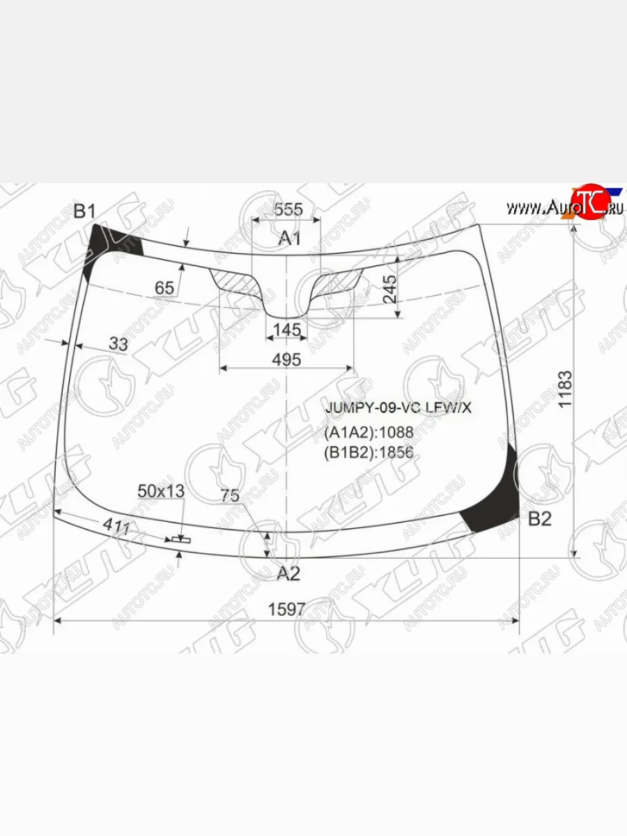 Стекло лобовое Citroen Jumpy 07-17  Fiat Scudo 07-16  Peugeot Expert 07-17 XYG JUMPY-09-VC LFW/X  в Керчи Республика Крым