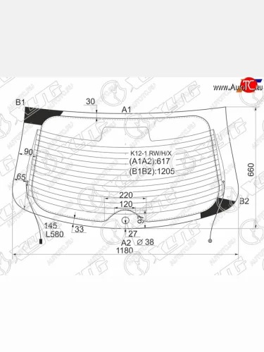 Стекло заднее (Цвет зеленый Обогрев) Nissan March 02-10  Micra 03-10 XYG K12-1 RW/H/X