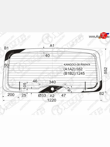 Стекло заднее (Цвет зеленый Обогрев) Renault Kangoo 08-16 XYG KANGOO-08 RW/H/X