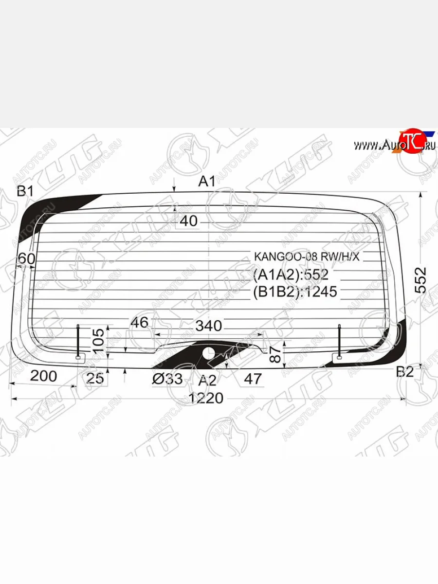 Стекло заднее (Цвет зеленый Обогрев) Renault Kangoo 08-16 XYG KANGOO-08 RW/H/X  в Воронеже Воронежской области