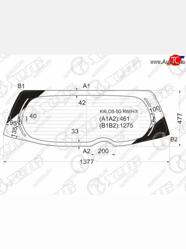 Стекло заднее (Цвет зеленый Обогрев) Chevrolet Aveo 02-11  Kalos 03-08  Daewoo Gentra 05-11  Kal XYG KALOS-5D RW/H/X