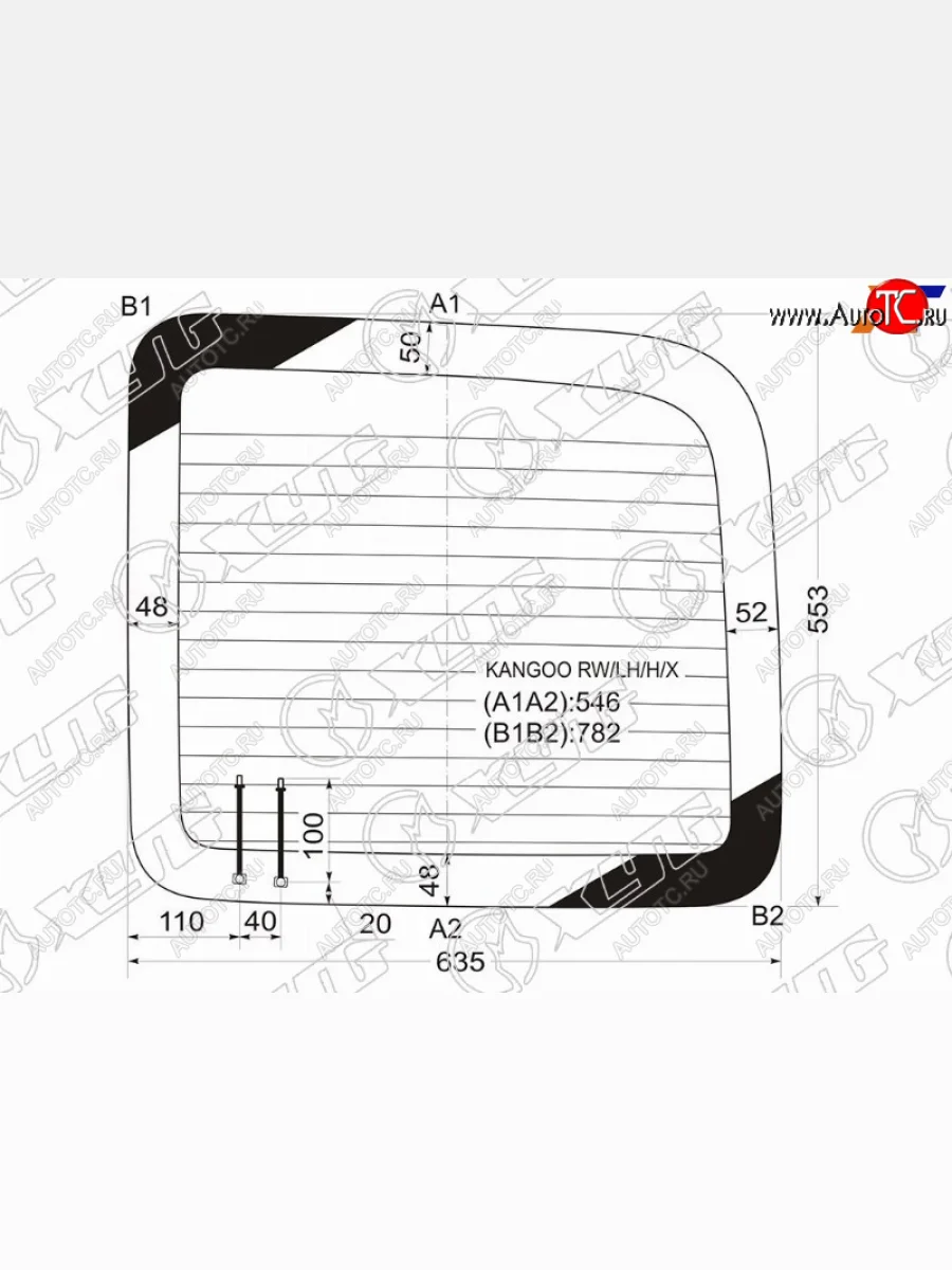 Стекло заднее (Цвет зеленый Обогрев) Renault Kangoo 97-07 XYG KANGOO RW/LH/H/X  в Воронеже Воронежской области