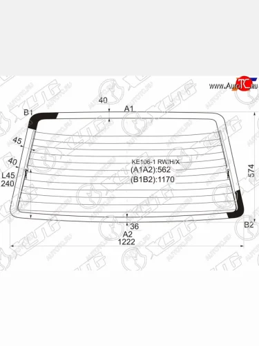Стекло заднее (Цвет зеленый Обогрев Фонари хрусталь) Toyota Corolla (E100) 91-02  Sprinter 93-02 XYG KE106-1 RW/H/X