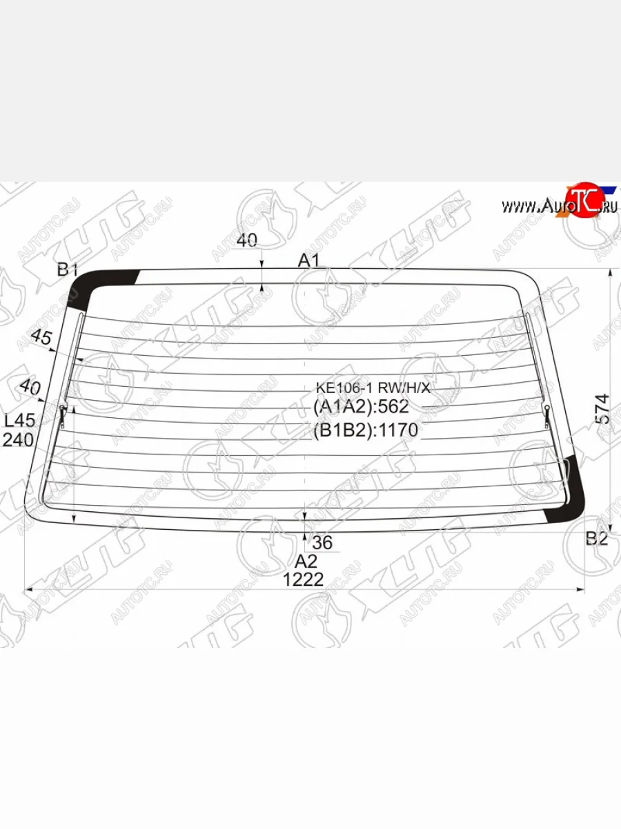 Стекло заднее (Цвет зеленый Обогрев Фонари хрусталь) Toyota Corolla (E100) 91-02  Sprinter 93-02 XYG KE106-1 RW/H/X  в Керчи Республика Крым