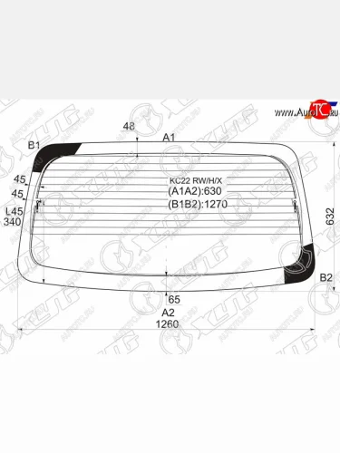 Стекло заднее (Цвет зеленый Обогрев) Mazda Bongo 99-  Nissan Vanette 99-17 XYG KC22 RW/H/X