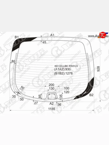 Стекло заднее (Цвет зеленый Обогрев) Toyota Corolla (E110) 95-01 XYG KE120-LBK RW/H/X