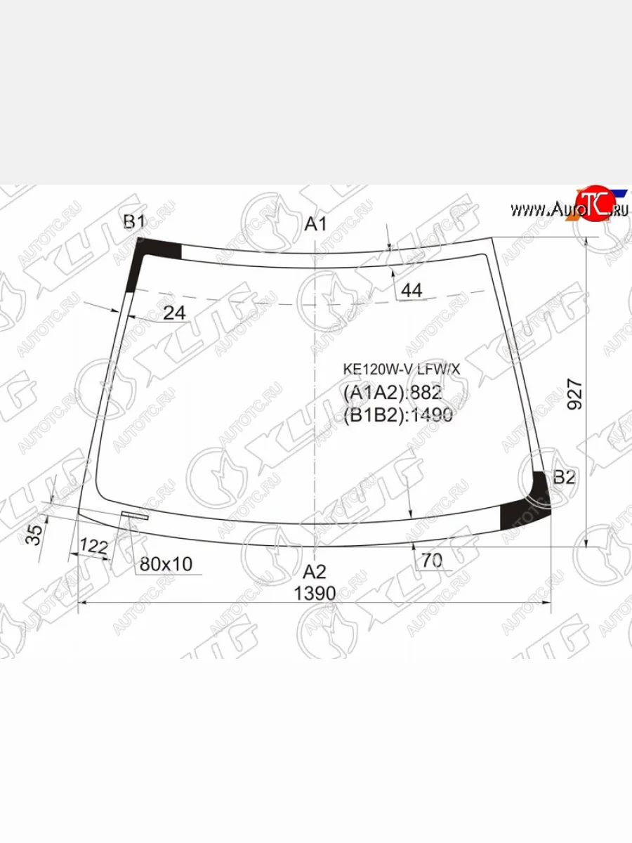Стекло лобовое Toyota Corolla (E120) 00-07  Corolla Fielder (E120) 00-06  Corolla JPN (E120) 00-07 XYG KE120W-V LFW/X  в Керчи Республика Крым