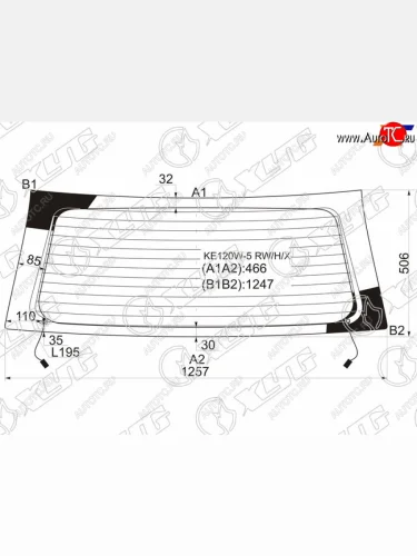 Стекло заднее (Цвет зеленый Обогрев 5D WGN) Toyota Corolla (E120) 00-07  Corolla Fielder (E120) 0 XYG KE120W-5 RW/H/X
