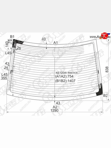 Стекло заднее (Цвет зеленый Обогрев Антенна 4D SED) Toyota Corolla (E120) 00-07  Corolla JPN (E1 XYG KE120W RW/H/X