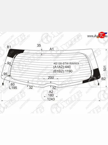 Стекло заднее (Цвет зеленый Обогрев) Toyota Corolla Fielder (E140) 06-12 XYG KE130-STW RW/H/X