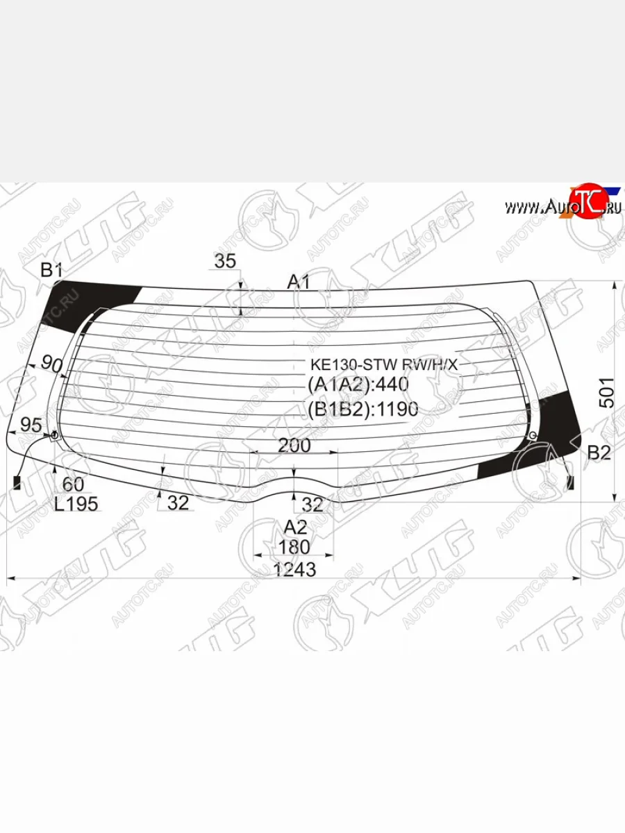 Стекло заднее (Цвет зеленый Обогрев) Toyota Corolla Fielder (E140) 06-12 XYG KE130-STW RW/H/X  в Воронеже Воронежской области