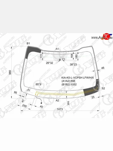 Стекло лобовое (Обогрев щеток Датчик дождя) Kia K5 10-15  Optima 10-16 XYG KIA-K5-L-VCPSH LFW/H/X